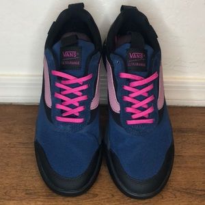 Vans women’s ultrarange blue and pink sneakers
